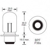 BPF P36S SMALL: British Pre-focus P36S base with single filament and small glass from £0.01 each